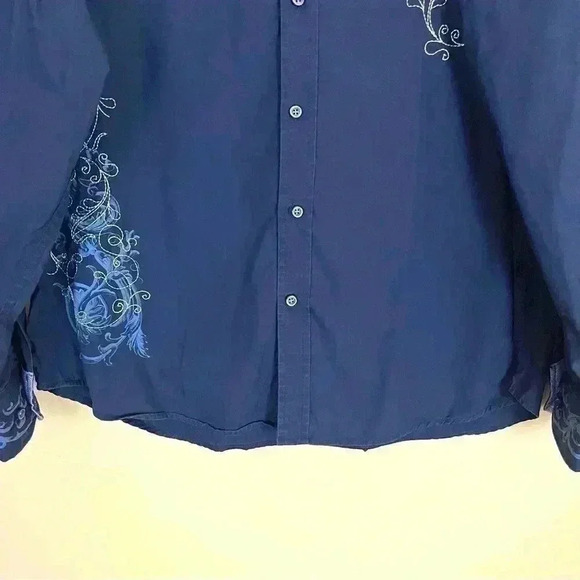 Malibu Cowboy Men’s Navy Embroider Western Cotton Button Down Shirt Size XL - Picture 4 of 12
